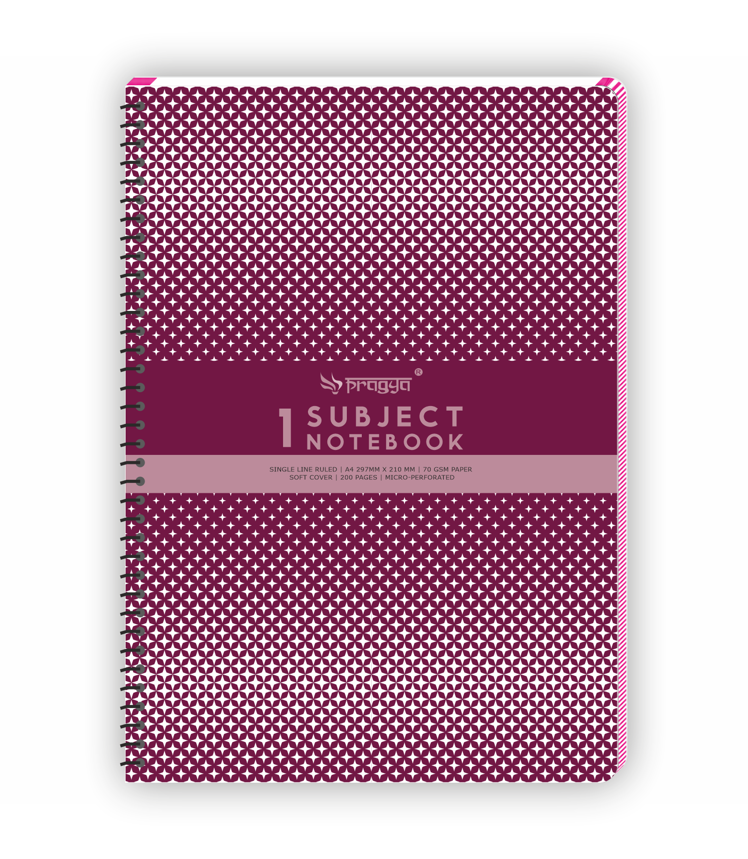 Pragya 1-Subject A4 Notebook (200 Pages, Ruled) Wire-Bound | Pack of 4