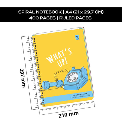 PRAGYA Spiral Multi Subject Notebook | Colour Coded Plain/Single Ruled Pages Notebook Spiral | A4 (21x29.7 CM) | 600 GSM Cover