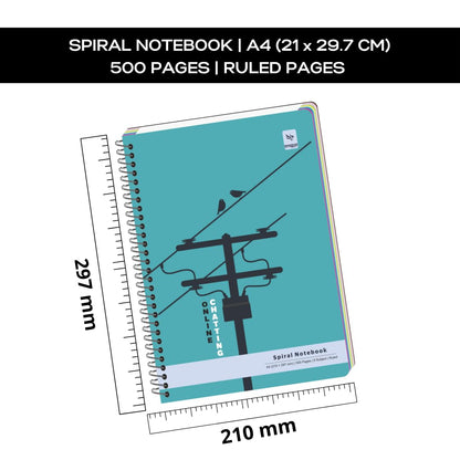 PRAGYA Spiral Multi Subject Notebook | Colour Coded Plain/Single Ruled Pages Notebook Spiral | A4 (21x29.7 CM) | 600 GSM Cover