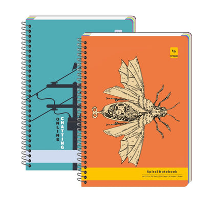 PRAGYA Spiral Multi Subject Notebook | Colour Coded Plain/Single Ruled Pages Notebook Spiral | A4 (21x29.7 CM) | 600 GSM Cover