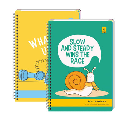 PRAGYA Spiral Multi Subject Notebook | Colour Coded Plain/Single Ruled Pages Notebook Spiral | A4 (21x29.7 CM) | 600 GSM Cover