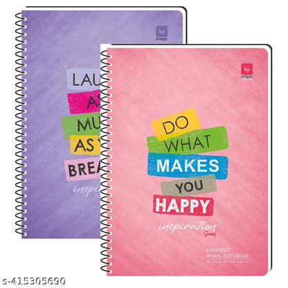 PRAGYA Spiral Multi Subject Notebook | Colour Coded Plain/Single Ruled Pages Notebook Spiral | A4 (21x29.7 CM) | 600 GSM Cover